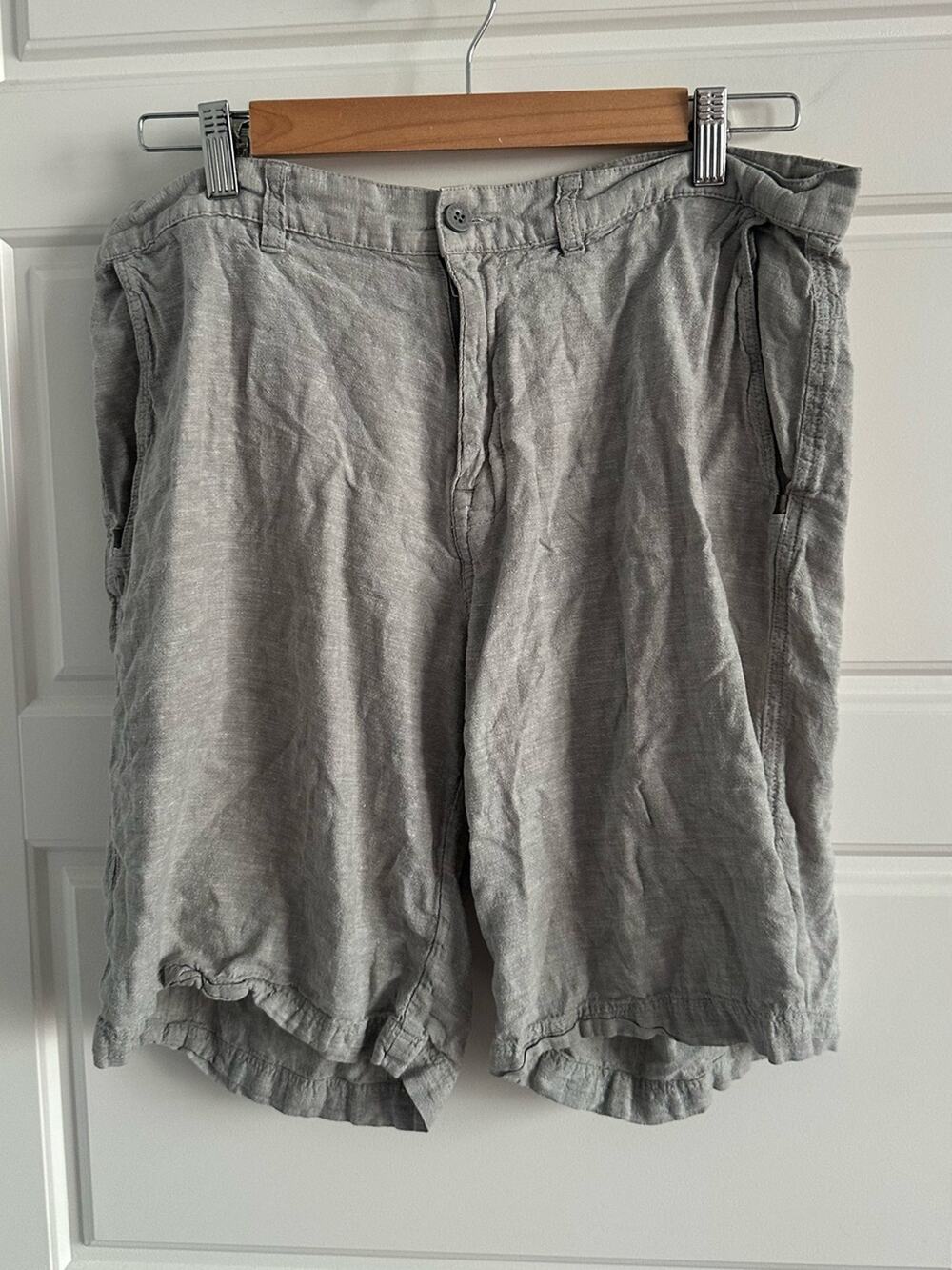 Patagonia 34 Men’s Linen Light Gray Shorts Outdoor Preppy Casual Hiking